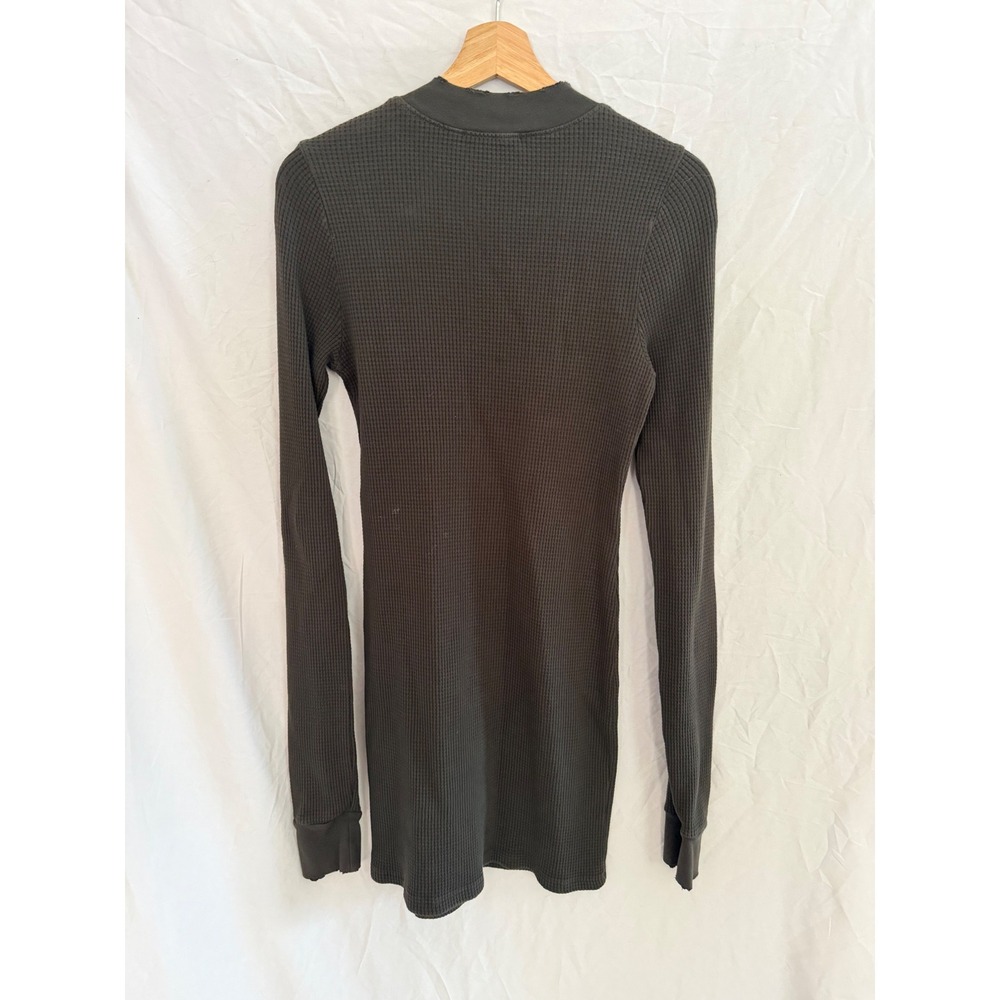 Cotton Citizen Thermal Top Women Grey Distressed Waffle Knit Long Sleeve XS - Picture 2 of 7